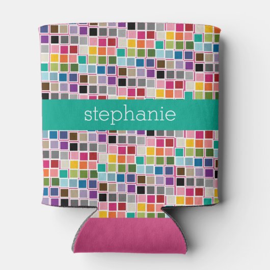 Kleurrijke Confetti Roze kalk Groene Aangepaste Na Blikjeskoeler (Achterkant)