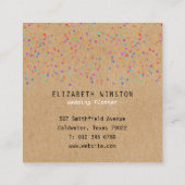 Kleurrijke Confetti Rustieke Kraft Vierkante Visitekaartje (Achterkant)