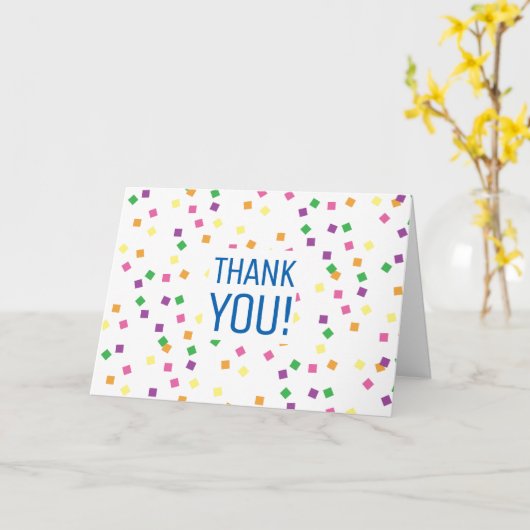Kleurrijke Confetti Squares | Dank u wel Kaart (Gele Bloem)