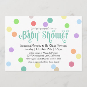 Kleurrijke Confetti Stippen Baby shower Kaart