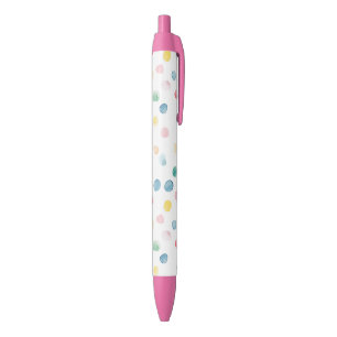 Kleurrijke Confetti Stippen Blauw Rood Geel Groen Zwarte Inkt Pen