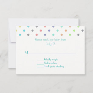 Kleurrijke Confetti Stippen Trouw RSVP Kaart