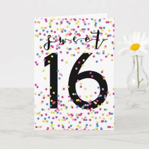 Kleurrijke Confetti Sweet 16 Kaart