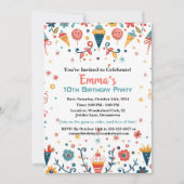 Kleurrijke Confetti verjaardagsuitnodiging Aankondiging (Voorkant)