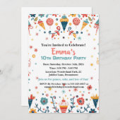 Kleurrijke Confetti verjaardagsuitnodiging Aankondiging (Voorkant / Achterkant)