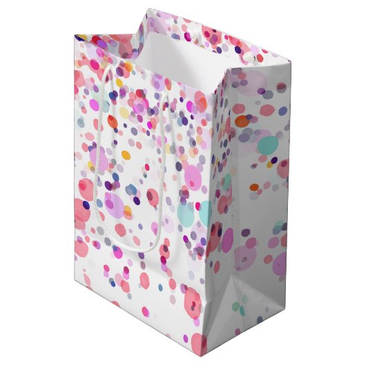 Kleurrijke Confetti Waterverf Medium Cadeauzakje (Voorkant Gekanteld)