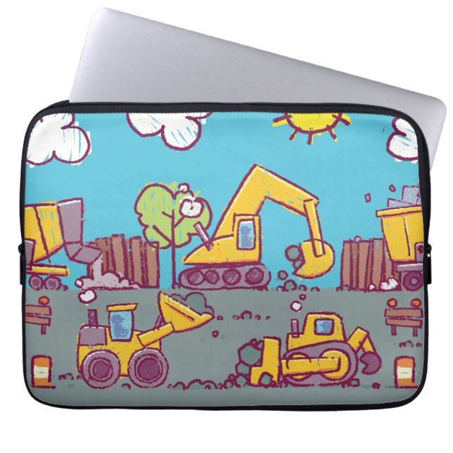 Kleurrijke constructie Voertuigen Laptop Mouw Laptop Sleeve (Voorkant)