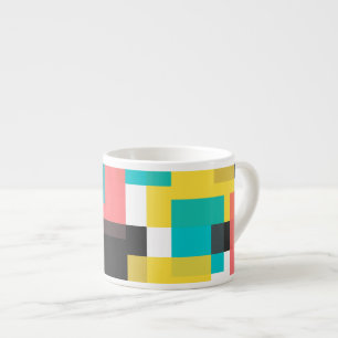Kleurrijke, coole, trendy, geometrische vormkunst espresso kop