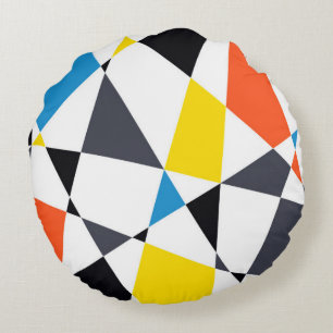 Kleurrijke, coole, trendy, moderne geometrische vo rond kussen