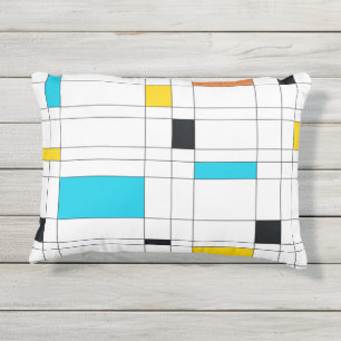 Kleurrijke, coole, trendy, moderne illustratiekuns buitenkussen