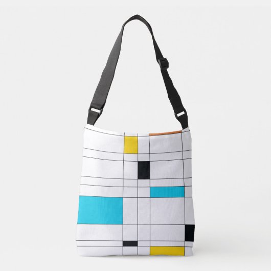 Kleurrijke, coole, trendy, moderne illustratiekuns crossbody tas (Voorkant)