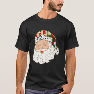 Kleurrijke Coquette Bow Santa Claus Face Christmas T-shirt