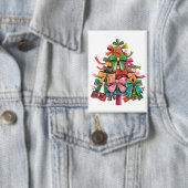 Kleurrijke Coquette Kerstboom Preppy Roze Kerstmis Button (Insitu)