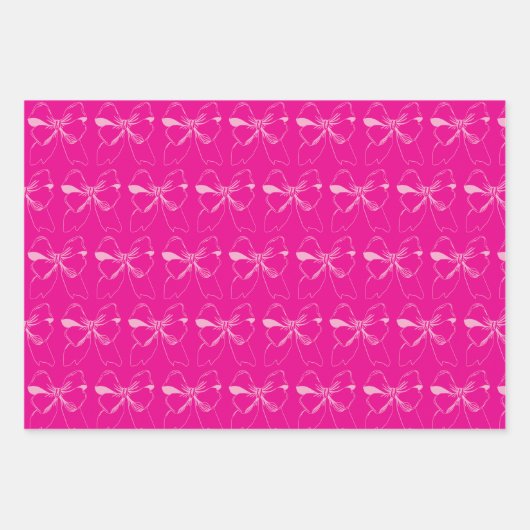  & Kleurrijke Coquette Pastel & Hete Roze Bogen Inpakpapier Vel (Voorkant 3)