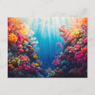 Kleurrijke Coral Reef Digitale Schilderij Briefkaart