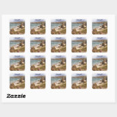 Kleurrijke Cornwall Engeland kustlandschap Vierkante Sticker (Vel)
