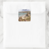 Kleurrijke Cornwall Engeland kustlandschap Vierkante Sticker (Tas)
