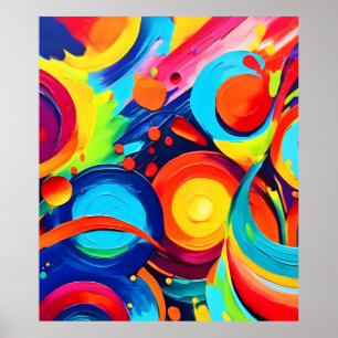 Kleurrijke Cosmic Chaos schilderij Poster