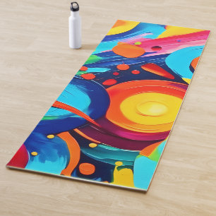 Kleurrijke Cosmic Chaos schilderij Yogamat