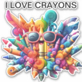 Kleurrijke Crayons Custom-Cut Vinyl Sticker (Voorkant)