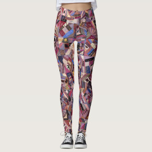Kleurrijke  Crazy Quilt Leggings