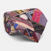 Kleurrijke Crazy Quilt Stropdas (Opgerold)