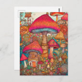 Kleurrijke creatieve psychedelische paddenstoelen briefkaart (Voorkant / Achterkant)