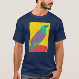 Kleurrijke Crow Waterverf T-shirt