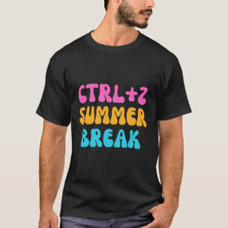Kleurrijke ctrl+z zomervakantie - terug naar schoo t-shirt