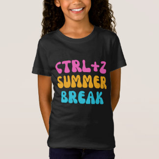Kleurrijke ctrl+z zomervakantie - terug naar schoo t-shirt