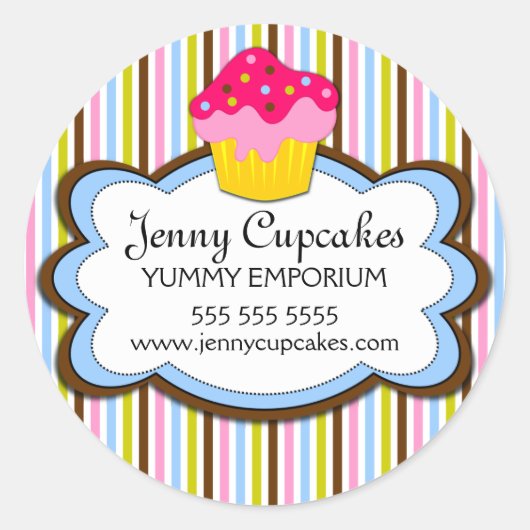 Kleurrijke Cupcake Bakkerij Box Seals Ronde Sticker (Voorkant)