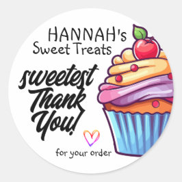 Kleurrijke Cupcake Cherry op Top Bedankt voor de b Ronde Sticker