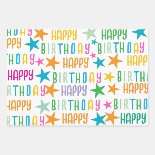 Kleurrijke Custom en White Stripes Happy Birthday Inpakpapier Vel (Voorkant)