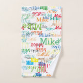 Kleurrijke Custom Name Pattern voor hem Bad Handdoek (Handdoek)