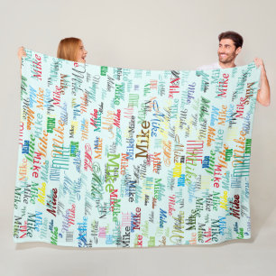 Kleurrijke Custom Names op Bord Blauw Fleece Deken
