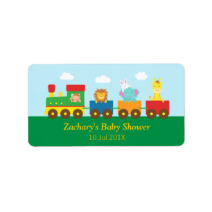 Kleurrijke Cute Dieren Trein Baby Shower Feest Etiket