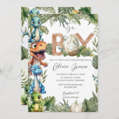 Kleurrijke Cute Dinosauriërs Groene Jongens Baby S Kaart (Voorkant / Achterkant)