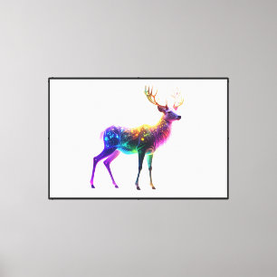 Kleurrijke Cute Glowing Neon Herten Kunst Canvas Afdruk