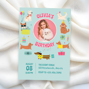 Kleurrijke Cute Honden foto Verjaardag Kaart