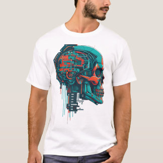 Kleurrijke cyberpunk schedel Classic T-Shirt