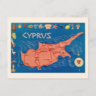 Kleurrijke Cyprus Kaart Ansichtkaart
