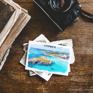 Kleurrijke Cyprus Waterverf Beach Briefkaart