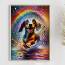 Kleurrijke Dachshund Rainbow Splatter Weener Hond