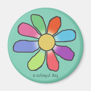 KLEURRIJKE DAG Grafische bloem op elke kleur Magneet
