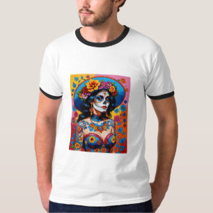 Kleurrijke Dag van de Dode Schoonheid T-shirt