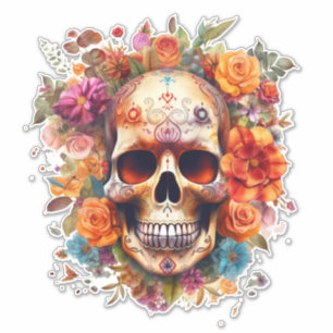 Kleurrijke dag van de dode suikerschedel Grote Sticker
