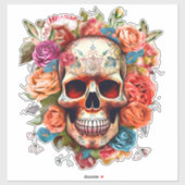 Kleurrijke dag van de dode suikerschedel Grote Sticker (Vel)