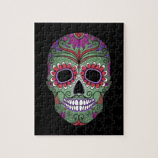 Kleurrijke dag van de dode suikerschedel legpuzzel (Verticaal)