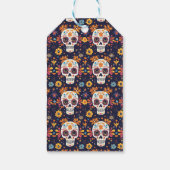 Kleurrijke dag van de dode suikerschedel naadloos  cadeaulabel (Achterkant)