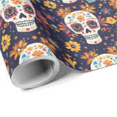 Kleurrijke dag van de dode suikerschedel naadloos  cadeaupapier (Rol Hoek)